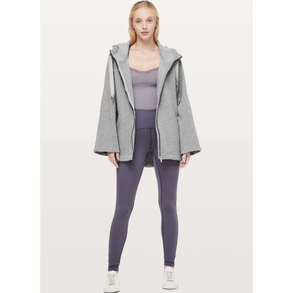 Lululemon On The Daily Hoodie Heather Medium Grey FullZip Sweatshirt Jacket Gold